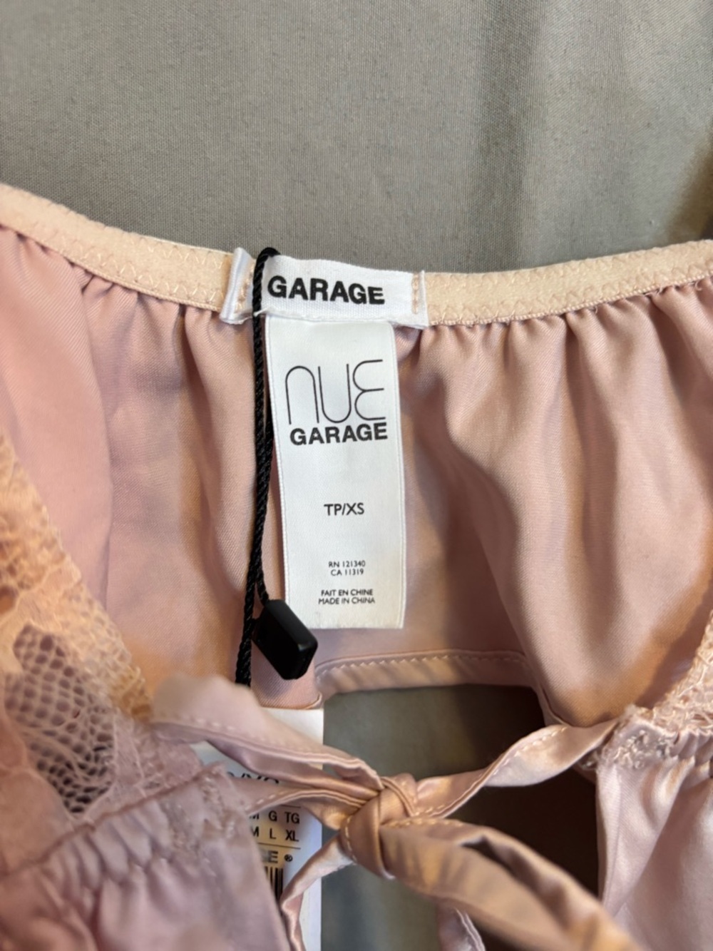 Garage Satin Lace-Trim Bralette in Light Pink - Picture 4 of 6